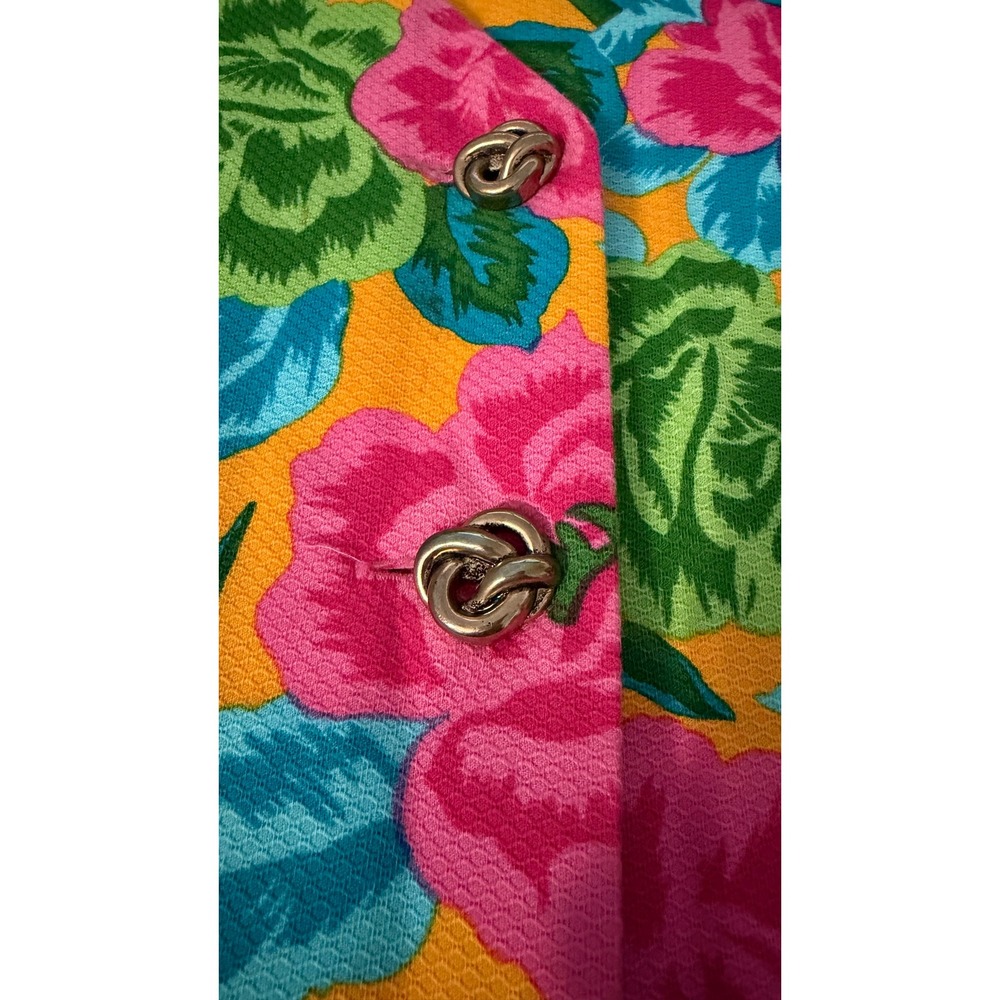 Vintage 80's Cara Brussels Hawaiian Floral Retro Midi Dress Size 38 (L) - Picture 6 of 6